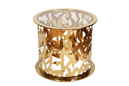 Кофейный столик Garda Decor золотого цвета 58x58x50 см,  стиль классический