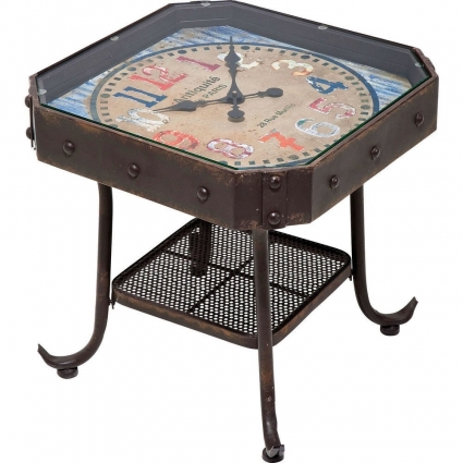 Столик KARE DESIGN приставной Antique Clock с антикварными часами, 45x45x45 см,  стиль лофт