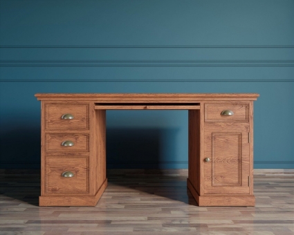Стол рабочий Этажерка Palermo natural с четырьмя выдвижными ящиками , 150x70x77 см,  стиль классический