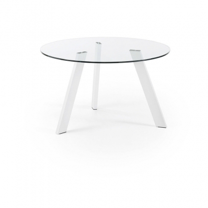 Обеденный стол La Forma Columbia со стеклянной столешницей 130x130x75 см,  стиль современный