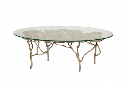Стол Garda Decor журнальный Флора из металла и стекла  120x66x43 см,  стиль современный