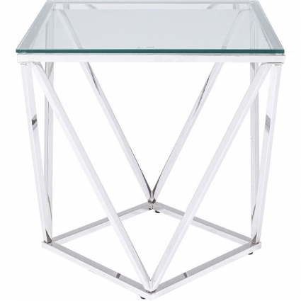 Столик приставной KARE DESIGN Cristallo со стальным основанием 50x50x55 см,  стиль современный