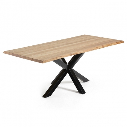 Обеденный стол La Forma Julia Grup ARYA из натурального дуба и стали  220x100x76 см,  стиль скандинавский