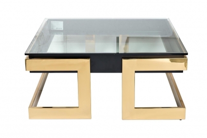 Стол Garda Decor журнальный Marbella со стеклянной поверхностью 100x100x44 см,  стиль современный