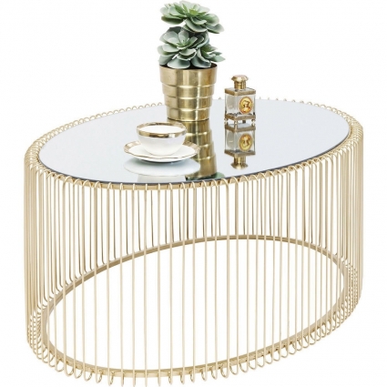 Столик журнальный KARE DESIGN Wire со стеклянной столешницей  90x60x41 см,  стиль современный