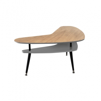 Журнальный столик Woodi Бумеранг с полкой серого цвета , 115x67x45 см,  стиль скандинавский