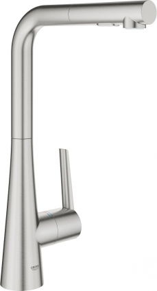 Смеситель Grohe Zedra 32553DC2 для кухонной мойки, суперсталь, однорычажный, высота излива 34.7 см