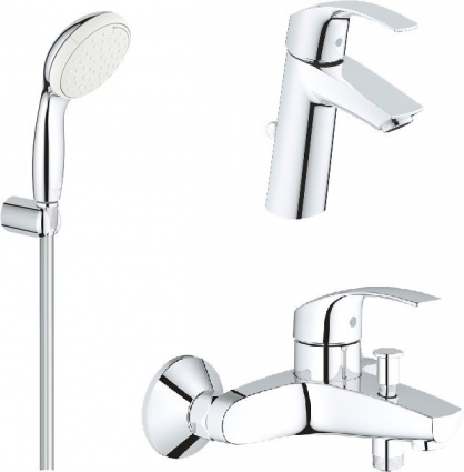 Душевой комплект Grohe Eurosmart 124470 для ванны с душем, хром, шланг пластиковый 175 см