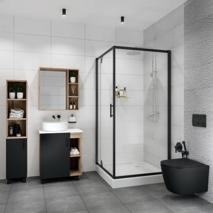 Душевой уголок Niagara Nova NG-6801-08 BLACK 90x90, квадратный, стекло прозрачное