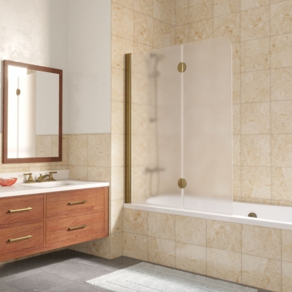 Шторка на ванну Vegas Glass E2V LUX 120 05 10 L профиль бронза, стекло сатин, складная, левая