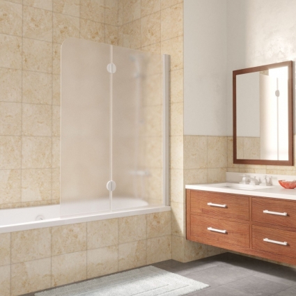Шторка на ванну Vegas Glass E2V LUX 120 01 10 R профиль белый, стекло сатин, складная, правая