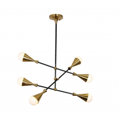 Подвесная люстра Lumina Deco Valpina LDP 6029-6 BK+MD в стиле модерн, цвет белый