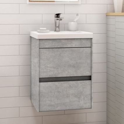 Тумба с раковиной Art&Max Family 40, подвесная, Cemento Veneto, с ящиками, с доводчиками