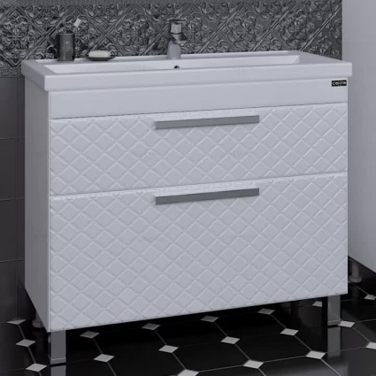 Тумба для комплекта СанТа Калипсо NEW 100 напольная 2 ящика с доводчиками, ручки хром