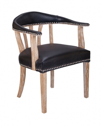Стул с подлокотником Mak-interior Tanner black leather черного цвета, 58x55x76 см,  стиль прованс и кантри