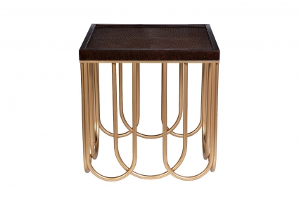 Кофейный столик Garda Decor вишнево-золотого цвета 61x61x64 см,  стиль классический