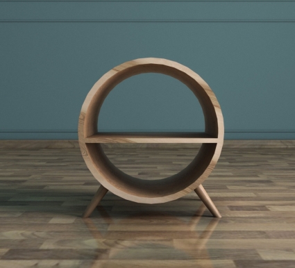 Тумба "Этажерка Ellipse" круглая с полкой, 40x30x50 см,  стиль скандинавский