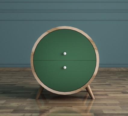 Тумба "Этажерка Ellipse" круглая с ящиками, 50x40x55 см,  стиль скандинавский