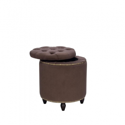 Пуф Leset Leset Classic 02 круглый коричневого цвета с ящиком для хранения, для прихожей