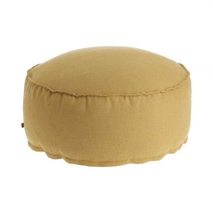 Пуф Mustard-yellow La Forma Maelina желтого цвета 70x70x30 см,  стиль скандинавский