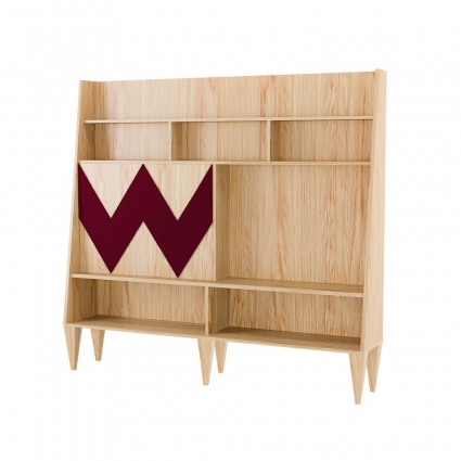Стенка для гостиной Woodi Woo Wall с узором бордового цвета, без ящиков,  стиль скандинавский