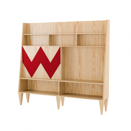 Стенка для гостиной Woodi Woo Wall с узором красного цвета, без ящиков,  стиль скандинавский