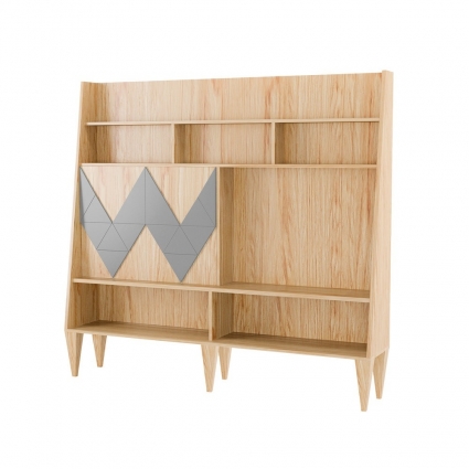 Стенка для гостиной Woodi Woo Wall с узором серого цвета, без ящиков,  стиль скандинавский