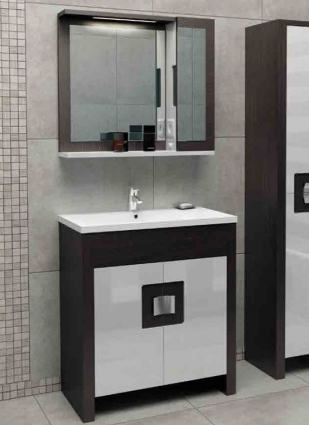 Мебель для ванной Edelform Quadro 75 напольная, с подсветкой, ручки хром