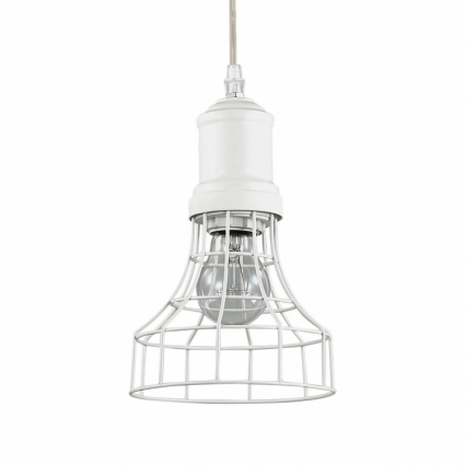Подвесной светильник Ideal Lux Cage SP1 Plate в стиле лофт, цвет белый