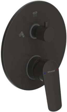 Смеситель Bravat Rhein PB8429564BW-2-ENG для ванны с душем, однорычажный, черный