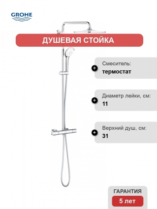 Душевая стойка Grohe Euphoria System 310 26075001 хром, штанга 115.1 см