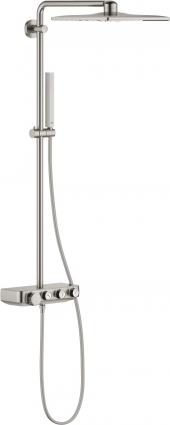 Душевая стойка Grohe Euphoria SmartControl System 310 Cube Duo 26508DC0 с термостатом, суперсталь, штанга 113.7 см, шланг пластиковый 175 см
