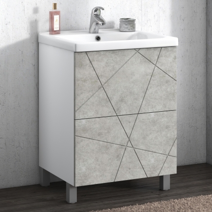 Тумба с раковиной Vigo Geometry 50 бетон, напольная, с ящиками