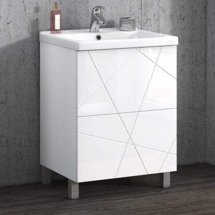 Тумба с раковиной Vigo Geometry 50 белая, напольная, с ящиками