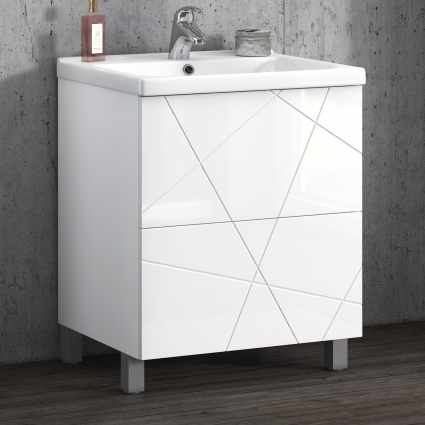 Тумба для комплекта Vigo Geometry 70 белая напольная, с ящиками