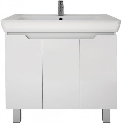 Тумба для комплекта Dreja Q Plus (D) 80 c опорами, белый глянец, с дверками, ручки хром