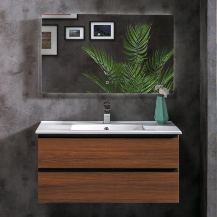 Мебель для ванной Armadi Art Capolda 100 dark wood подвесная, с ящиками