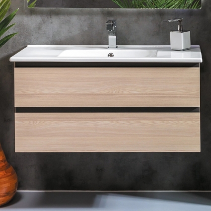 Тумба для комплекта Armadi Art Capolda 100 light wood подвесная, с ящиками