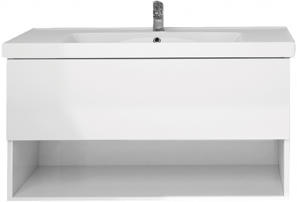 Тумба для комплекта Dreja Perfecto 90 белый глянец подвесная, ручки хром