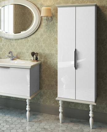 Шкаф-пенал Edelform Decora 59 белый глянец с дверками, с доводчиками