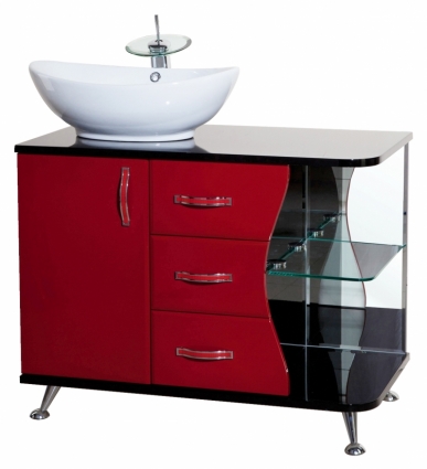 Тумба для комплекта Bellezza Рио 90 L красная с черным, левая, напольная