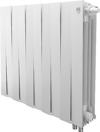 Радиатор биметаллический Royal Thermo Piano Forte 500 VDR bianco traffico, 10 секций, белый, на площадь 21 кв.м., 80x10x59.1 см