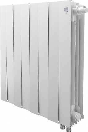 Радиатор биметаллический Royal Thermo Piano Forte 500 VDR bianco traffico, 8 секций, белый, на площадь 17 кв.м., 64x10x59.1 см