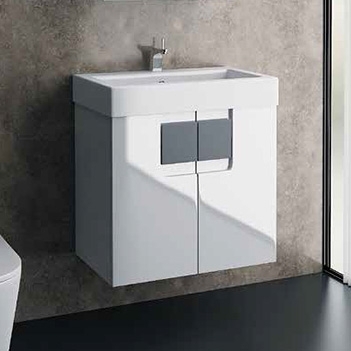 Тумба для комплекта Edelform Glass 60 серые ручки глянцевая, с дверками