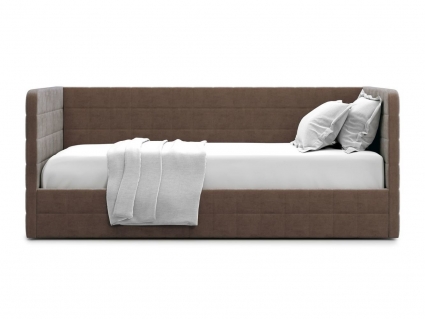 Кровать с подъемным механизмом MYROOM Family Brenta 90х200 коричневого цвета, с мягким изголовьем