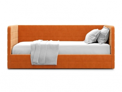 Кровать с подъемным механизмом MYROOM Family Brenta 90х200 оранжевого цвета, с мягким изголовьем