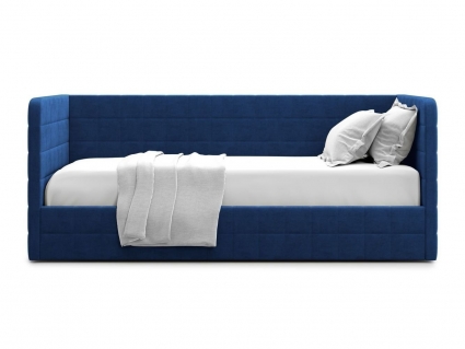Кровать с подъемным механизмом MYROOM Family Brenta 90х200 синего цвета, с мягким изголовьем