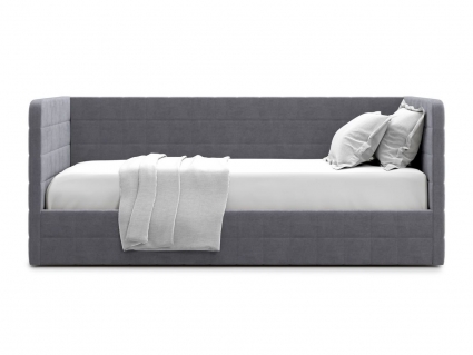 Кровать с подъемным механизмом MYROOM Family Brenta 90х200 серого цвета, с мягким изголовьем