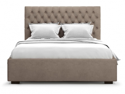 Кровать с подъемным механизмом MYROOM Family Nemi 160х200 темно-бежевого цвета, с изголовьем, с ящиком для хранения