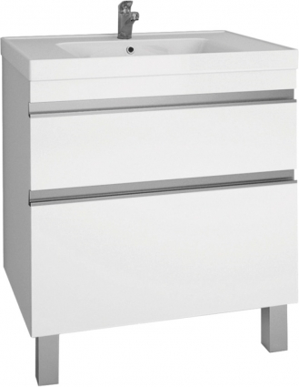 Тумба с раковиной Dreja Grace Plus 70 с опорами, белый глянец, с ящиками